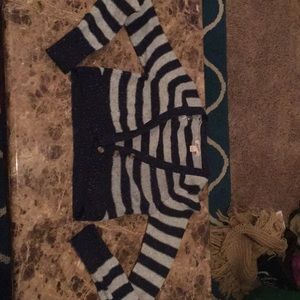 Long sleeve grey and navy stripped cardigan